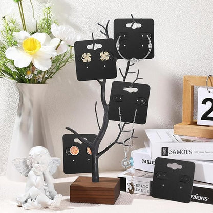 joycraft 100Pcs Earring Display Holder Cards, 2 Inch Black Earring Hanging Cards - Image 4