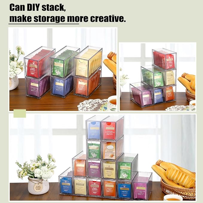 ELLDOO 6 Drawers Tea Bag Organizer, Coffee Pod Snack Storage - Image 4