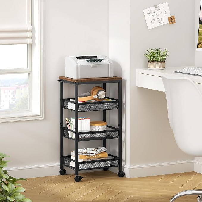Hoctieon Rolling Storage Cart, 4-Tier Wide Panel Kitchen Storage Cart, Utility - Image 5