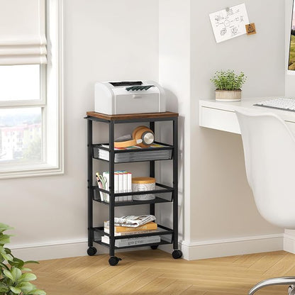 Hoctieon Rolling Storage Cart, 4-Tier Wide Panel Kitchen Storage Cart, Utility - Image 5