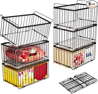 Large Freezer Organizer Bins, Upgrade Quick Expand/Collapse Feature, by ANJUBAN