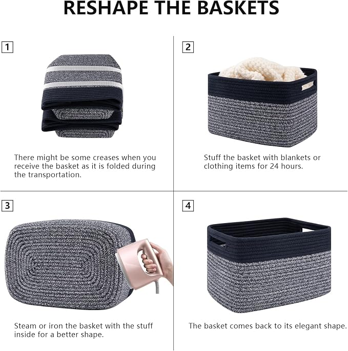 4 Pack Storage Baskets for Organizing, Woven Baskets for Shelves - Image 5