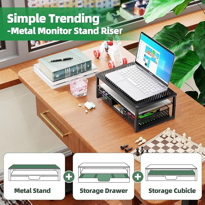 Simple Trending Metal Monitor Stand Riser and Computer Desk Organizer - Image 4
