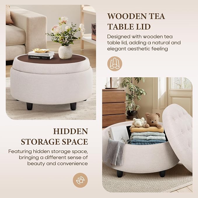 COLAMY Round Hidden Storage Ottoman - Image 6