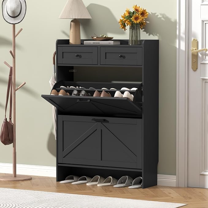 Thacuok Black Shoe Cabinet - Image 3