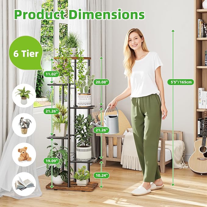 Simple Trending Plant Stand Indoor Outdoor, 6 Tier Plant Shelf, Tall Corner - Image 6