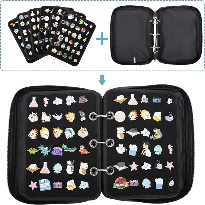 Enamel Pin Display Pages Pin Carrying Case, Pins Collection Storage Organizer - Image 2