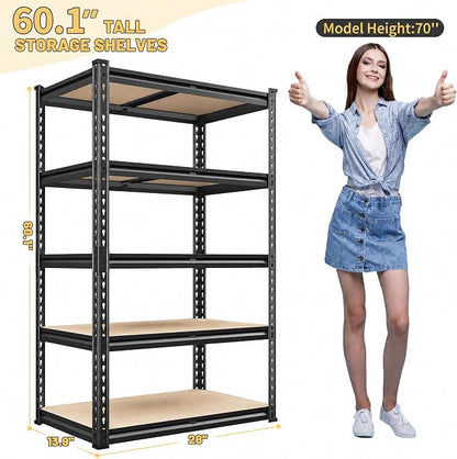 REIBII 2030LBS Storage Shelves 5 Tier Garage Shelving Heavy Duty Metal Shelving - Image 2