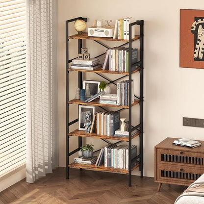 Folding Bookshelf, 5 Tier Bookcase Foldable Shelf - Image 5