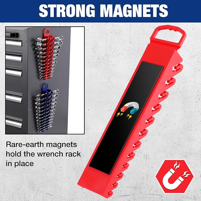 WORKPRO 2-Pack Magnetic Wrench Organizer, 12-Piece Gripper Wrench Holder - Image 3