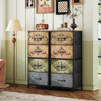 WLIVE Small Dresser Nightstand for Bedroom, 4 Drawers, Pattern | 4 vertical - Image 8