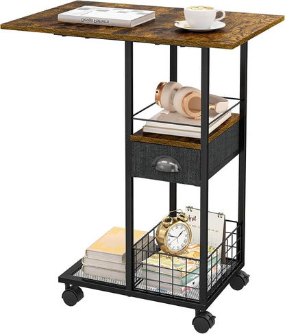 Rolling C-Shaped Side Table by Sonyabecca