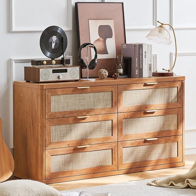 LEYAOYAO Rattan 6 Drawer Dresser - Image 2