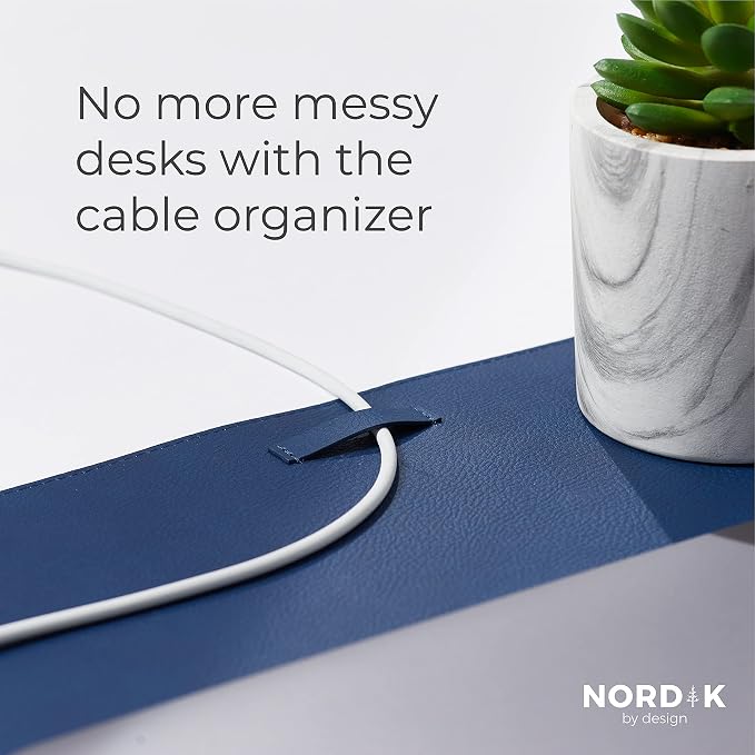Nordik Leather Desk Mat Cable Organizer Premium Extended Mouse Mat - Image 3