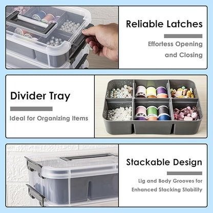 CraftGenes Craft Organizers and Storage, 4-Tier 10 Qt Box, 2 Trays, Scrapbook - Image 4
