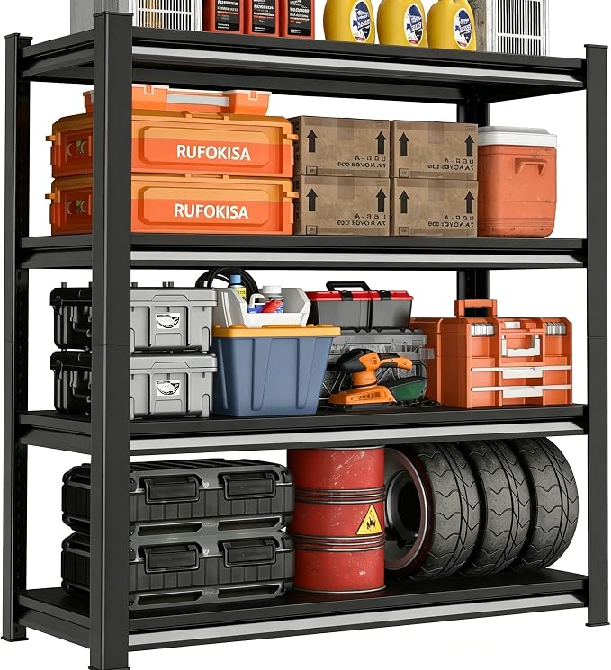 Garage Shelving Heavy Duty Storage Shelves, 2500 LBS Adjustable 4 Tier Shelving by Ergonova
