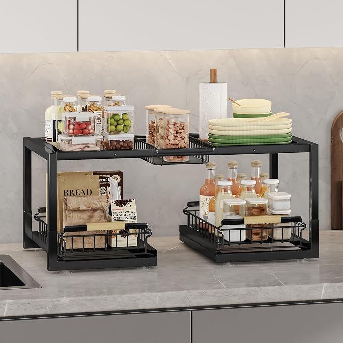 Under Sink Organizer, Pull Out Storage Organizer, 2 Tier Sliding Sink Organizer - Image 4