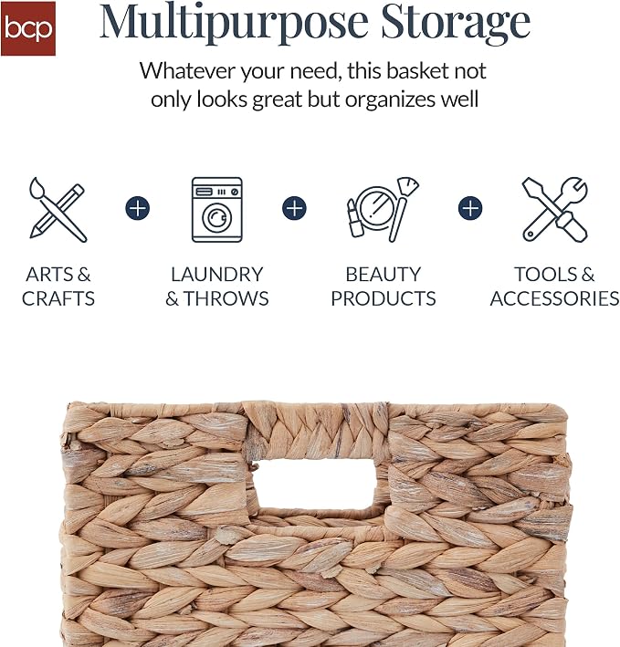 Best Choice Products 12x12in Pack of 5 Cube Storage Baskets, Water Hyacinth - Image 5
