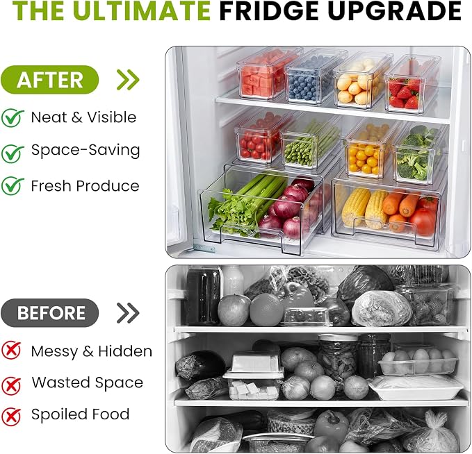 6Pack Fridge Organizers and Storage, Stackable Fridge Organizer Bins - Image 7