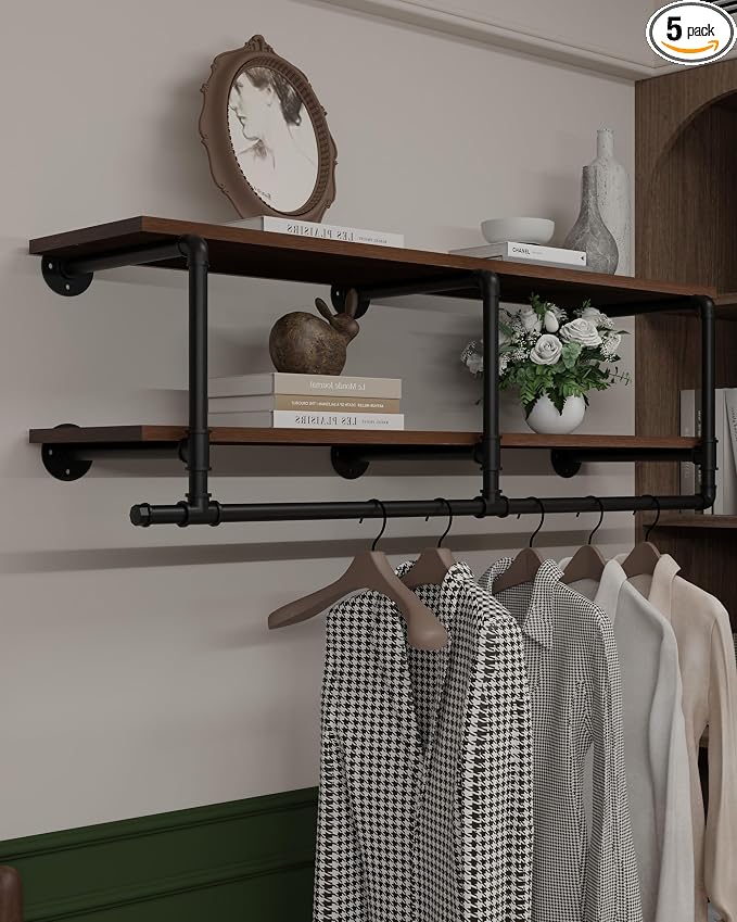 Wall Mounted Clothes Rack 12 Inch Deep, 48 Inch Heavy Duty Garment Rack by INDUSTRIALSHELVESDESIGN