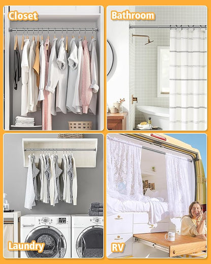 Closet Rod, 17 to 28 Inch Heavy Duty Adjustable Metal Clothing Rack - Image 6