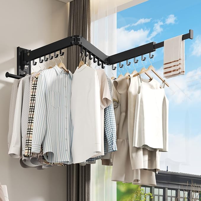 BOQORAD Drying Rack Clothing, Retractable Clothes Drying Rack, Wall Mounted - Image 6