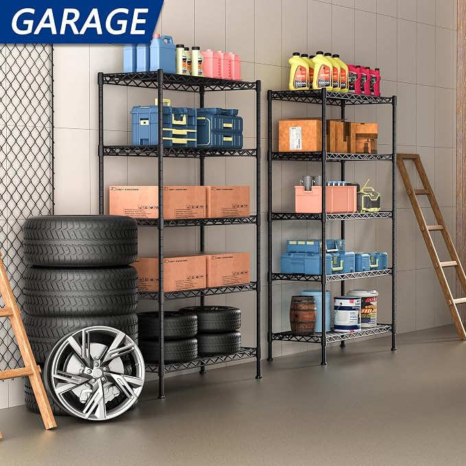 5-Shelf Adjustable Heavy Duty Storage Shelving Unit, Metal Organizer Wire Rack - Image 4