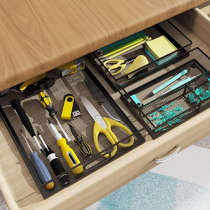 Desk Drawer Organizer Set, Paper Organizer Letter Tray - Image 7