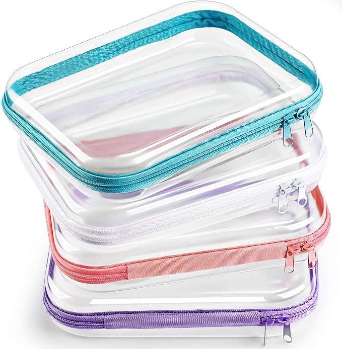 Hoolerry 4 Pcs Hard Clear Zipper Case Makeup Bags Plastic Pencil Pouch by Hoolerry