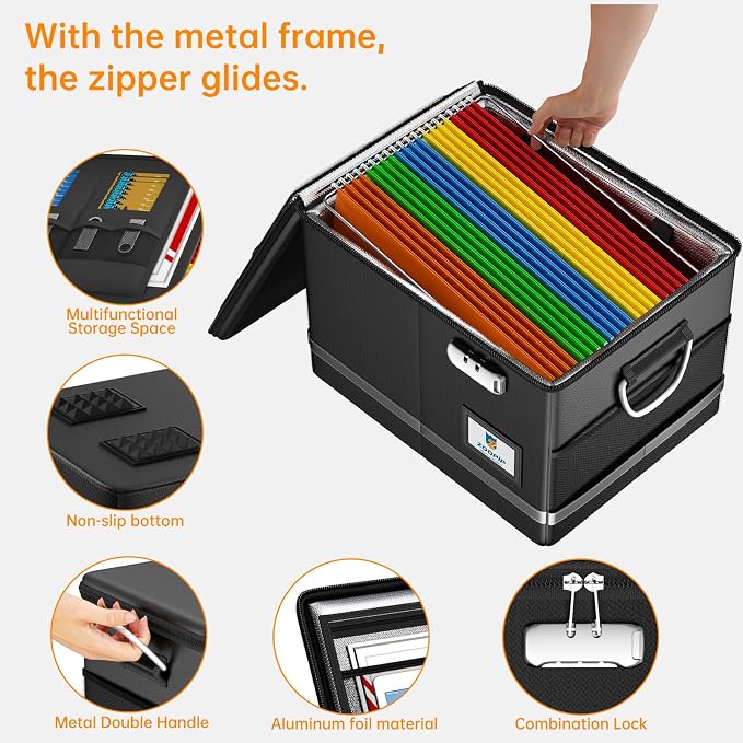 Fireproof Document Box, 5200°F File Organizer Box - Image 5