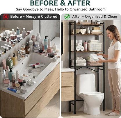 GloTika 4-Tier Over The Toilet Storage, 69.3" H, 150lb Capacity, Carbon Steel - Image 8