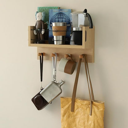 Entrance Coat Rack ，Coat Hooks, Wall-Mounted Wooden Hook Rack, Wall-Mounted - Image 3