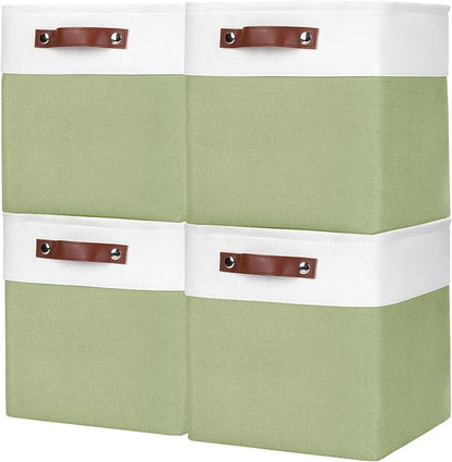 Collapsible Fabric Storage Cubes 11x11 Cube Storage Bins, 4 Pack Closet Baskets by Bagnizer