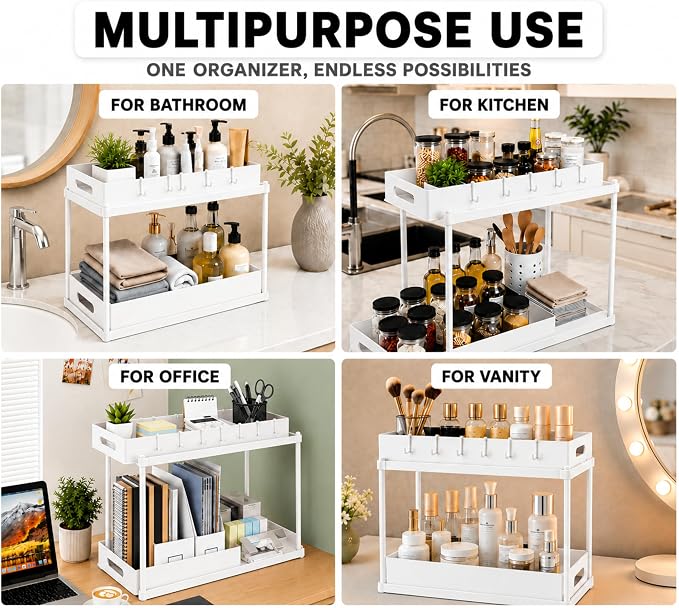 Expandable Under Sink Organizer_2 Tier Under Cabinet Organizer - Image 7