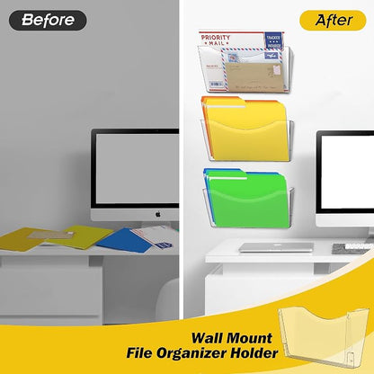 Kuntine.B 3 Pack Clear Single Pocket File Holder Hanging Wall Organizer - Image 5