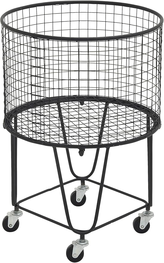 CosmoLiving by Cosmopolitan Metal Storage Cart Deep Set Rolling Mesh Laundry by Deco79