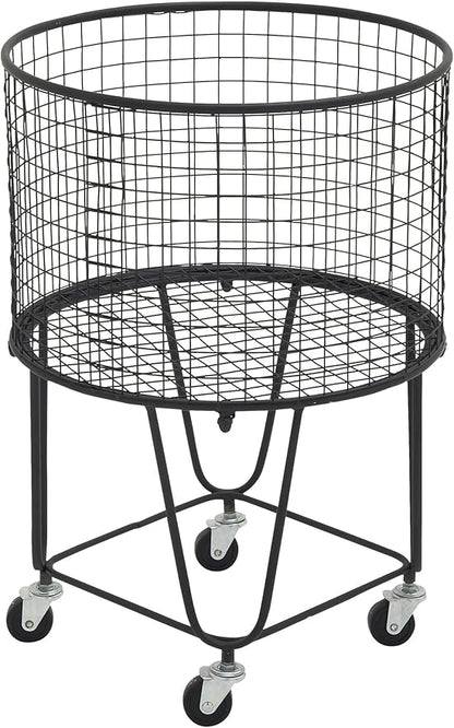 CosmoLiving by Cosmopolitan Metal Storage Cart Deep Set Rolling Mesh Laundry by Deco79
