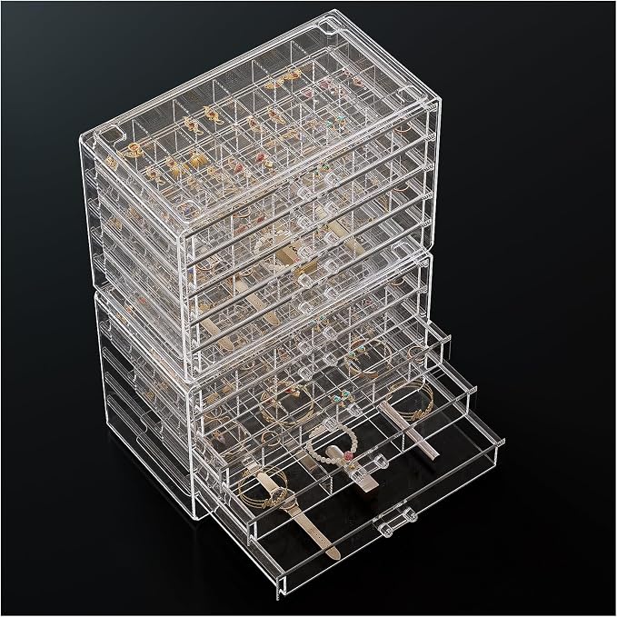 ProCase Acrylic Earrings Holder Organizer Box -Clear, 10 Layers | 158 Jewelry by ProCase