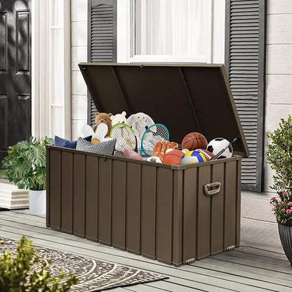 Domi 120 Gallon Metal Deck Box Waterproof, Outdoor Storage Box - Image 4