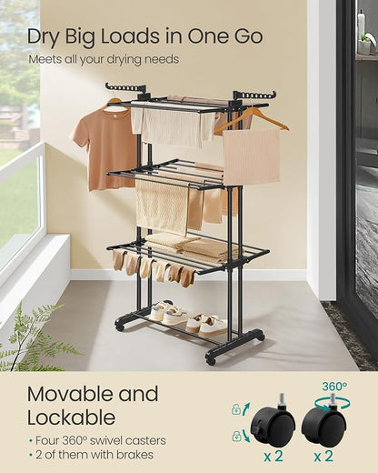 SONGMICS Clothes Drying Rack Stand 4-Tier, Foldable Laundry Drying Rack - Image 3