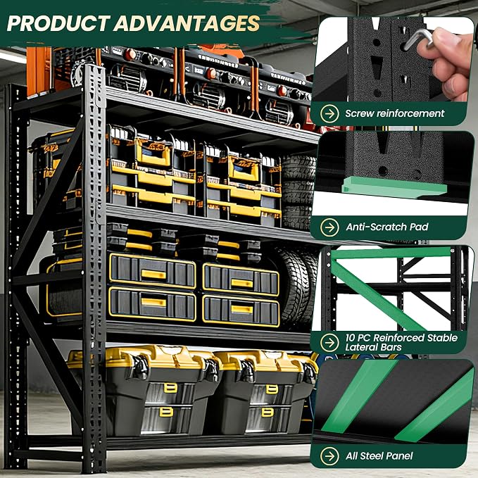 Heavy Duty Garage Storage Shelves 8000LBS Capacity, 4-Tier Adjustable - Image 6