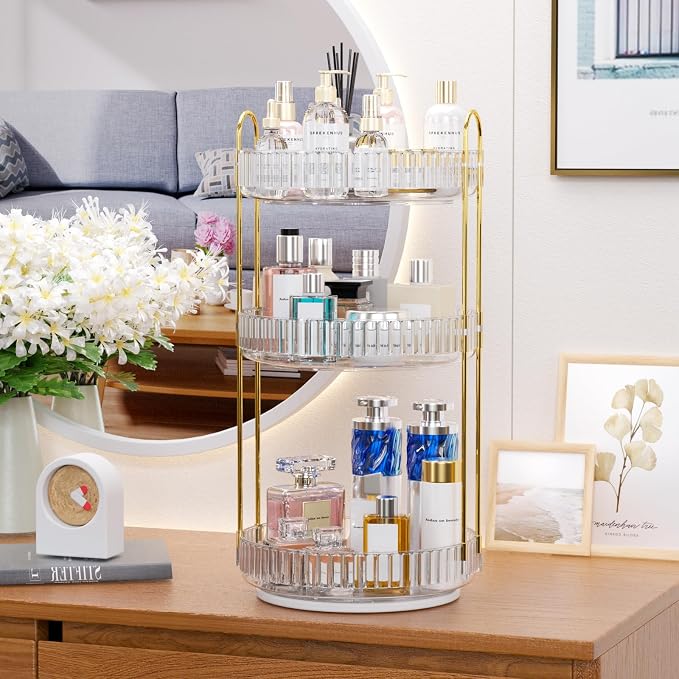 GTI 360°Rotating Makeup Organizer, 3 Tier Large Capacity Perfume Cosmetics - Image 7