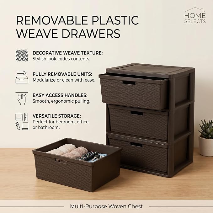 Wide 3-Drawer Plastic Storage Tower, and Office - Image 4