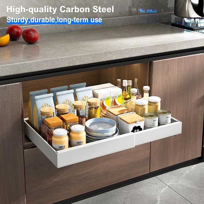 Mustorn 2 Pack Pull Out Cabinet Organizer, Expandable Slide Out Drawers - Image 7
