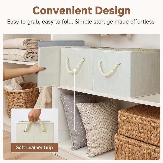 StorageWorks Storage Baskets for Shelves, Foldable Fabric Closet Storage Bins - Image 5