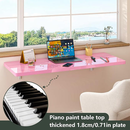 Clikuutory Wall Mounted High Gloss Folding Table, Wall Desk Fold Down - Image 3