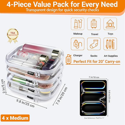 YQBRAO 4-Pack Clear Diaper Bag Organizer Pouches, 1.2mm Ultra-Thick PET Travel - Image 4