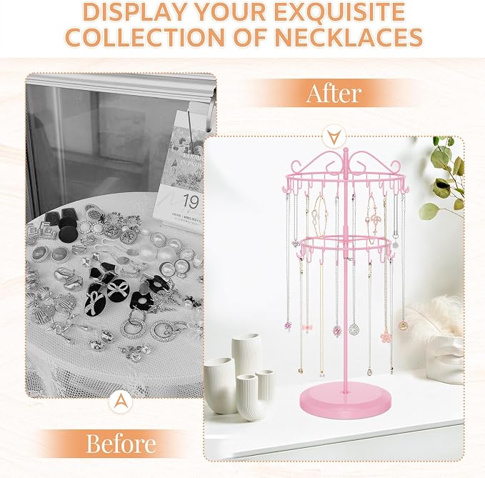 iDavosic.ly 2 Tier Rotating Necklace Holder Organizer - Image 5