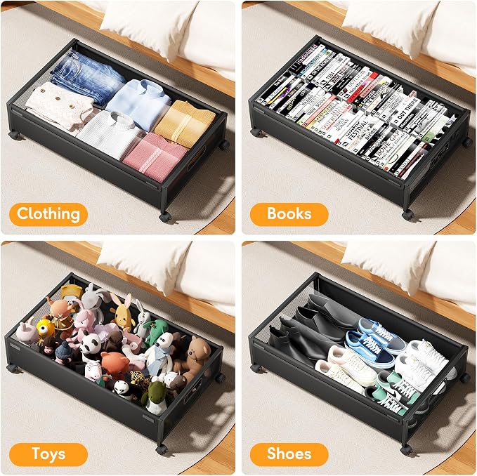 Under Bed Storage with Wheels，4 Pack Under Bed Storage Containers, Underbed - Image 8