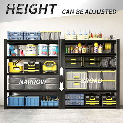 72" H Garage Shelving 2500 LBS Heavy Duty Storage Shelves, Adjustable 5 Tier - Image 5